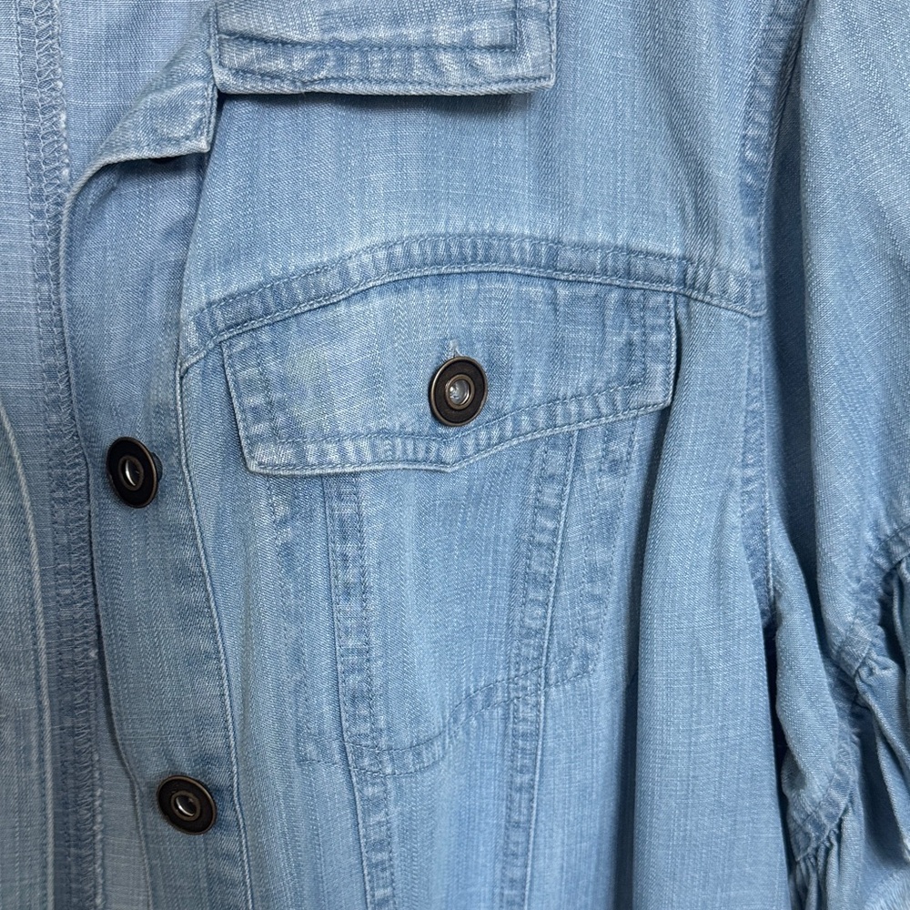 Multiples Sky Blue Button-Up Top - image 5